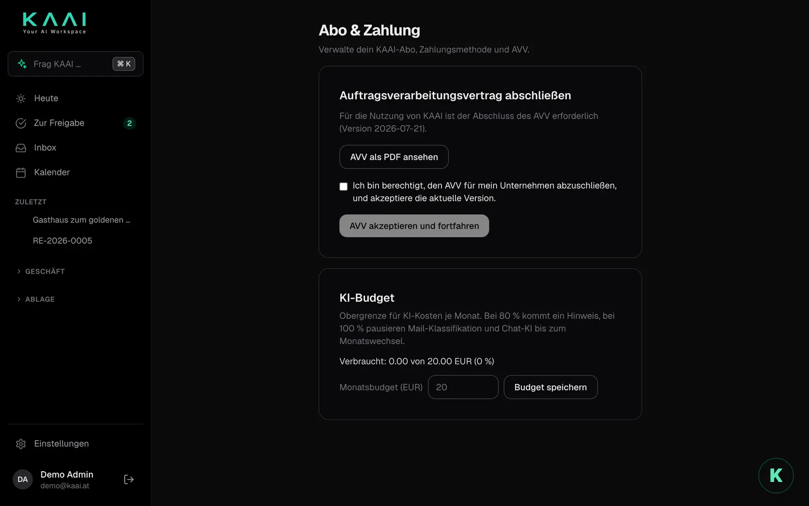 Abo & Zahlung