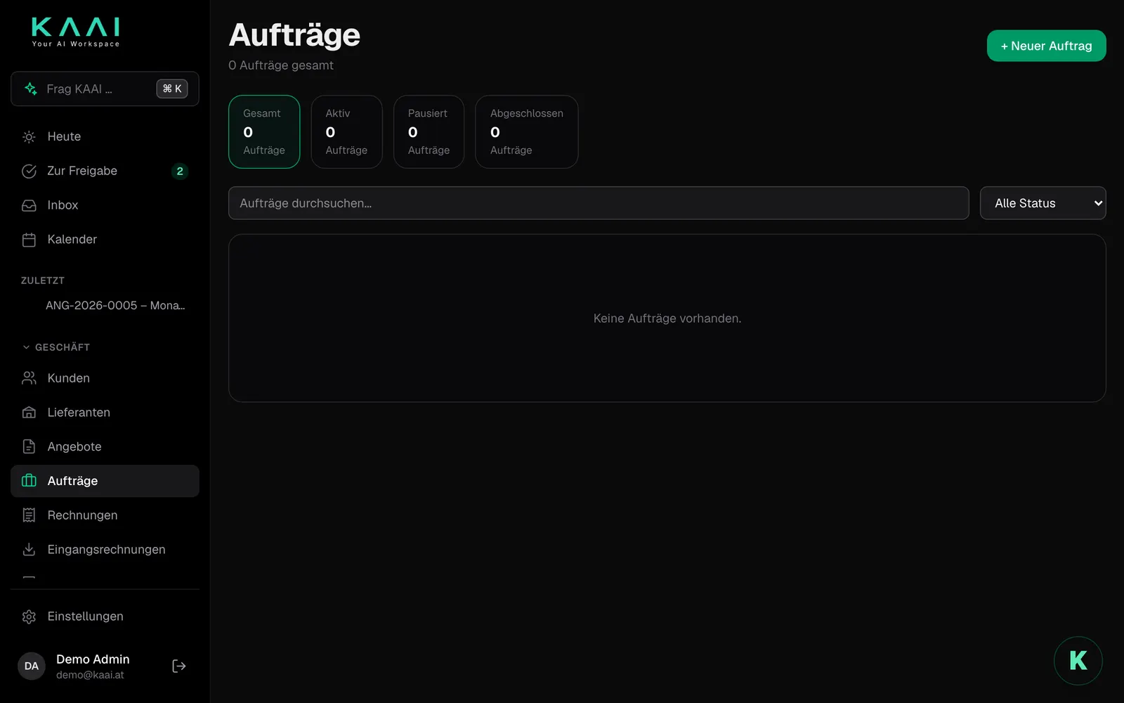 Die Auftragsliste