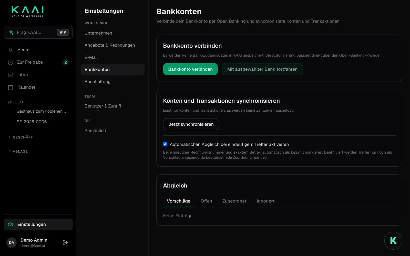 Bankkonten: verbinden, synchronisieren und abgleichen