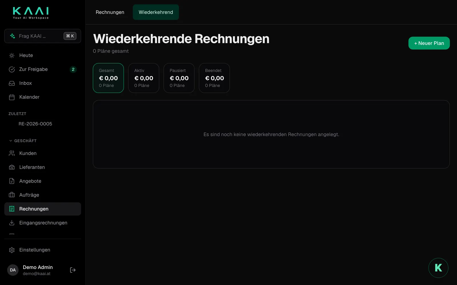Pläne für wiederkehrende Rechnungen